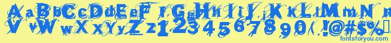 beast Font – Blue Fonts on Yellow Background