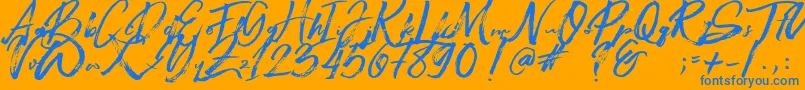 Beastmachine Font – Blue Fonts on Orange Background