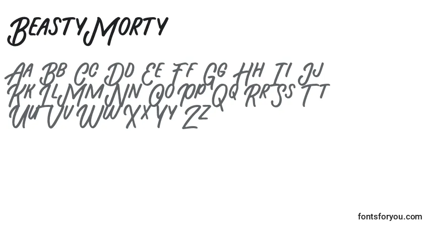 Schriftart Beasty Morty – Alphabet, Zahlen, spezielle Symbole