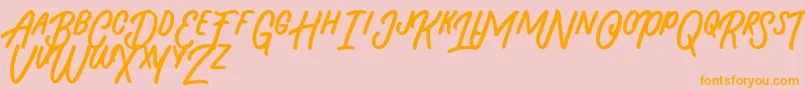 Beasty Morty-Schriftart – Orangefarbene Schriften auf rosa Hintergrund