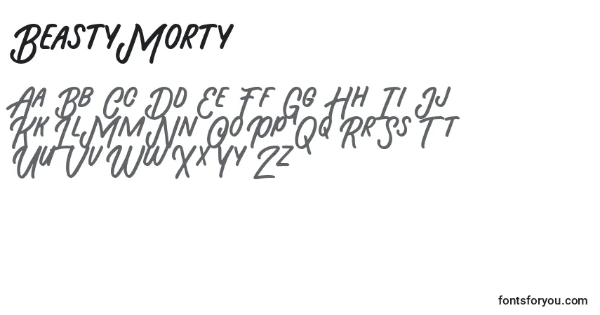 Шрифт Beasty Morty (120875) – алфавит, цифры, специальные символы