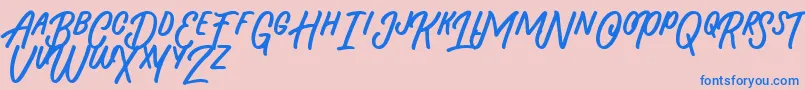 Beasty Morty-Schriftart – Blaue Schriften auf rosa Hintergrund