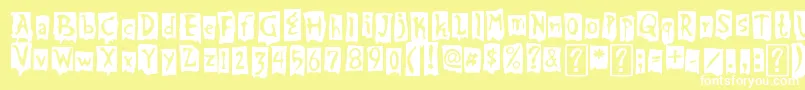 beat my guest-Schriftart – Weiße Schriften auf gelbem Hintergrund