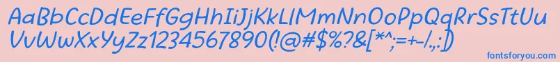 フォントBeatific Margella Regular Italic – ピンクの背景に青い文字