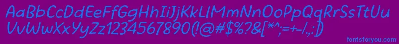 フォントBeatific Margella Regular Italic – 紫色の背景に青い文字