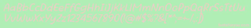 Beatific Margella Regular Italic-fontti – vaaleanpunaiset fontit vihreällä taustalla