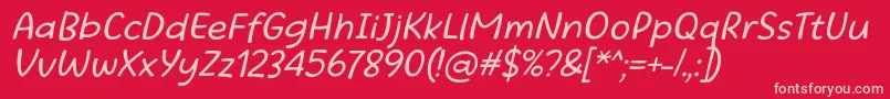 フォントBeatific Margella Regular Italic – 赤い背景にピンクのフォント