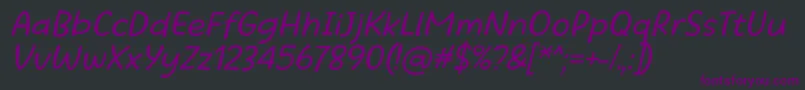 Шрифт Beatific Margella Regular Italic – фиолетовые шрифты на чёрном фоне