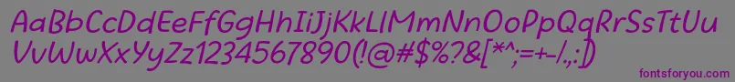 Шрифт Beatific Margella Regular Italic – фиолетовые шрифты на сером фоне
