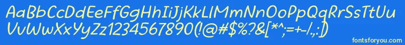Шрифт Beatific Margella Regular Italic – жёлтые шрифты на синем фоне