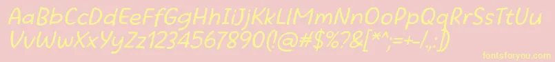 Шрифт Beatific Margella Regular Italic – жёлтые шрифты на розовом фоне