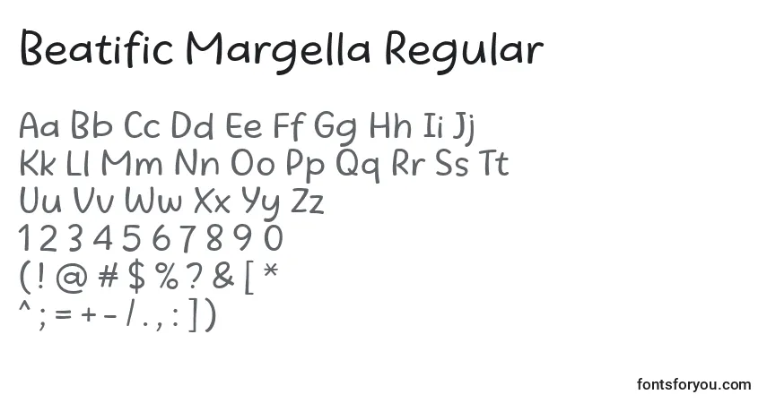 A fonte Beatific Margella Regular – alfabeto, números, caracteres especiais