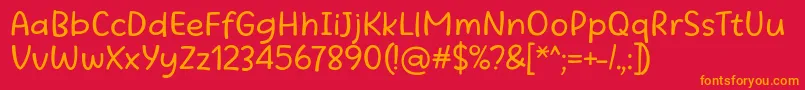 Beatific Margella Regular-Schriftart – Orangefarbene Schriften auf rotem Hintergrund