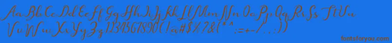 beatiful-Schriftart – Braune Schriften auf blauem Hintergrund