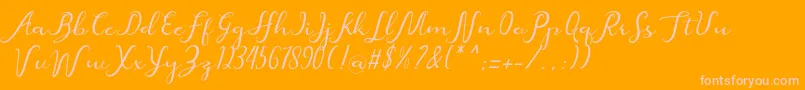 beatiful-Schriftart – Rosa Schriften auf orangefarbenem Hintergrund