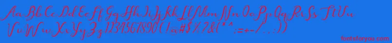 beatiful-Schriftart – Rote Schriften auf blauem Hintergrund