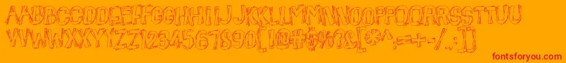 BeatnikHayseed-Schriftart – Rote Schriften auf orangefarbenem Hintergrund