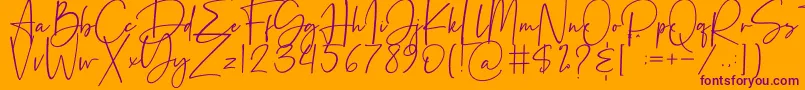 Czcionka Beatrise – fioletowe czcionki na pomarańczowym tle