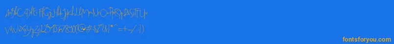 Beatrix Signature-Schriftart – Orangefarbene Schriften auf blauem Hintergrund