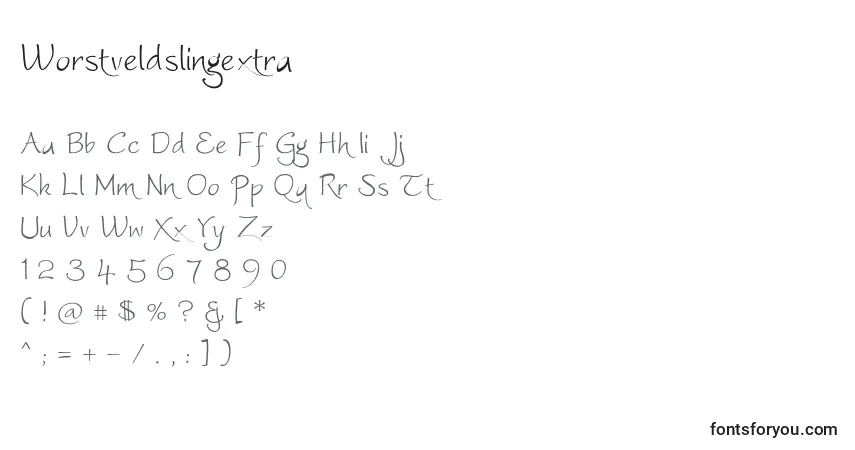 Schriftart Worstveldslingextra – Alphabet, Zahlen, spezielle Symbole