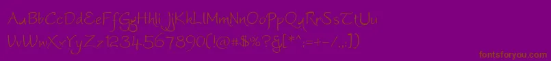 Worstveldslingextra-Schriftart – Braune Schriften auf violettem Hintergrund