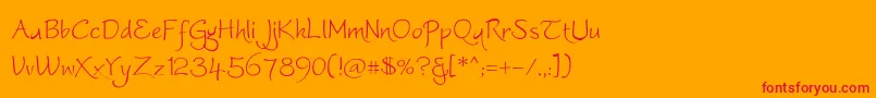 Weitere Informationen zur Worstveldslingextra-Schriftart Worstveldslingextra-Schriftart – Rote Schriften auf orangefarbenem Hintergrund