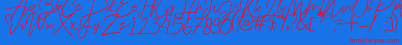 Beatrix-Schriftart – Rote Schriften auf blauem Hintergrund