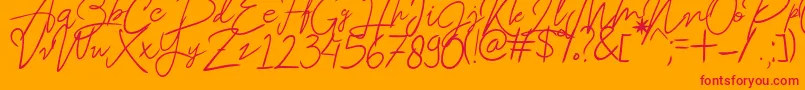 Beatrix-Schriftart – Rote Schriften auf orangefarbenem Hintergrund