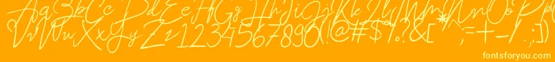 Beatrix-Schriftart – Gelbe Schriften auf orangefarbenem Hintergrund