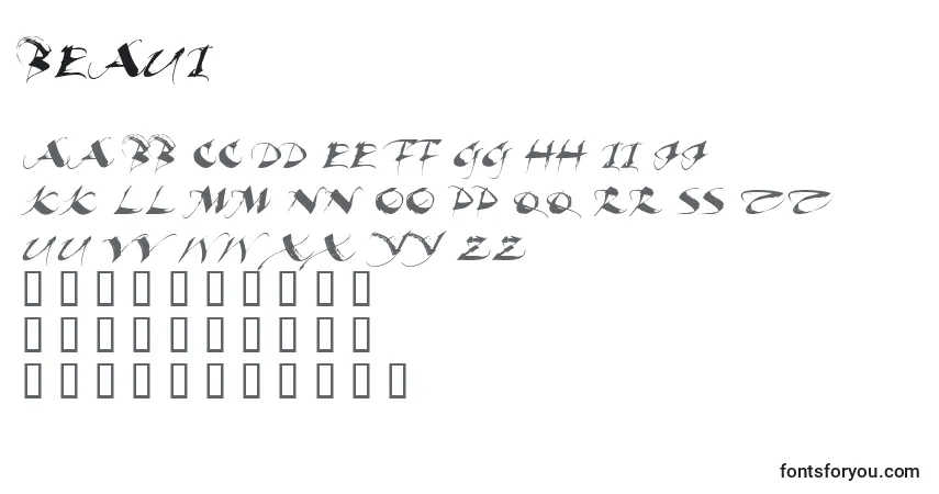 Schriftart BEAUI    (120893) – Alphabet, Zahlen, spezielle Symbole