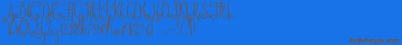 フォントBeautiful Friends – 茶色の文字が青い背景にあります。