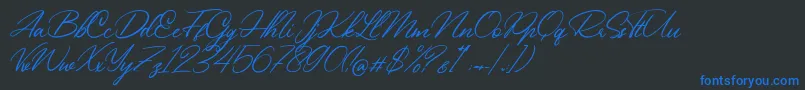 Beautiful Heart Font – Blue Fonts on Black Background