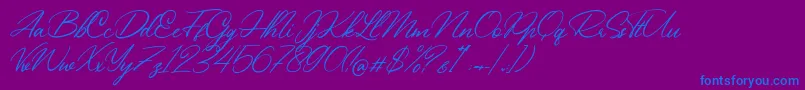 Beautiful Heart-Schriftart – Blaue Schriften auf violettem Hintergrund