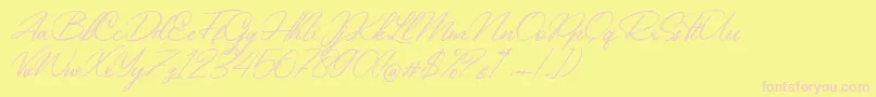 Beautiful Heart-Schriftart – Rosa Schriften auf gelbem Hintergrund