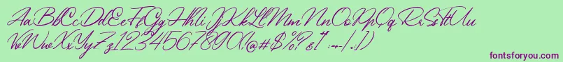 Beautiful Heart Font – Purple Fonts on Green Background
