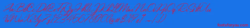 Beautiful Heart Font – Red Fonts on Blue Background