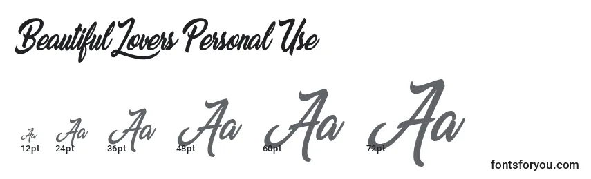 Beautiful Lovers Personal Use Font Sizes