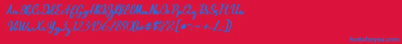 Fonte Beautiful Script – fontes azuis em um fundo vermelho