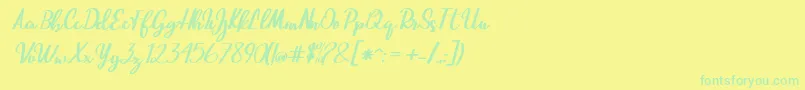 フォントBeautiful Script – 黄色い背景に緑の文字