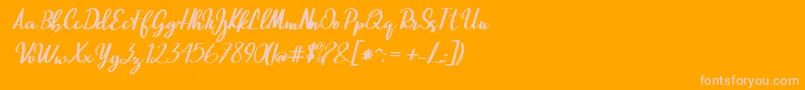 フォントBeautiful Script – オレンジの背景にピンクのフォント
