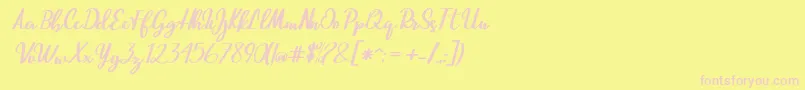 フォントBeautiful Script – ピンクのフォント、黄色の背景