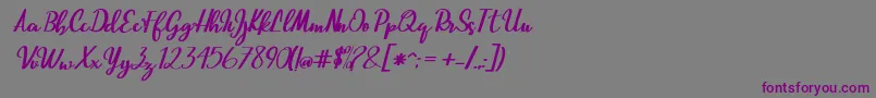 フォントBeautiful Script – 紫色のフォント、灰色の背景