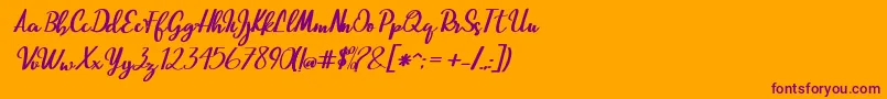 Beautiful Script-fontti – violetit fontit oranssilla taustalla