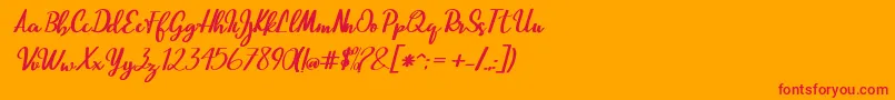 Beautiful Script Font – Red Fonts on Orange Background