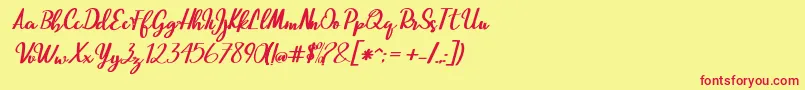 Beautiful Script-fontti – punaiset fontit keltaisella taustalla