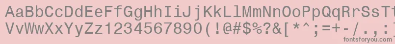 Monospace821Win95bt-fontti – harmaat kirjasimet vaaleanpunaisella taustalla