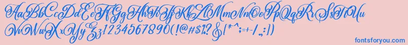 BeautifulLovina Regular-Schriftart – Blaue Schriften auf rosa Hintergrund