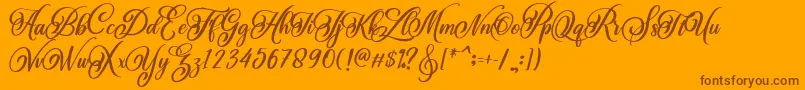 BeautifulLovina Regular-Schriftart – Braune Schriften auf orangefarbenem Hintergrund