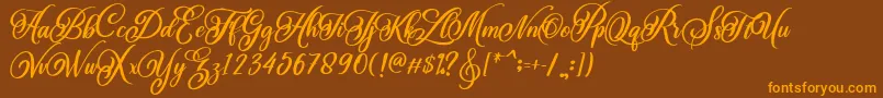 BeautifulLovina Regular-Schriftart – Orangefarbene Schriften auf braunem Hintergrund