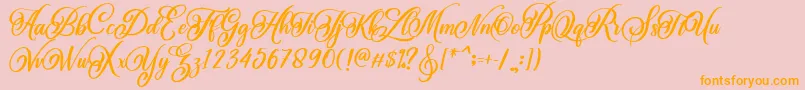 BeautifulLovina Regular Font – Orange Fonts on Pink Background